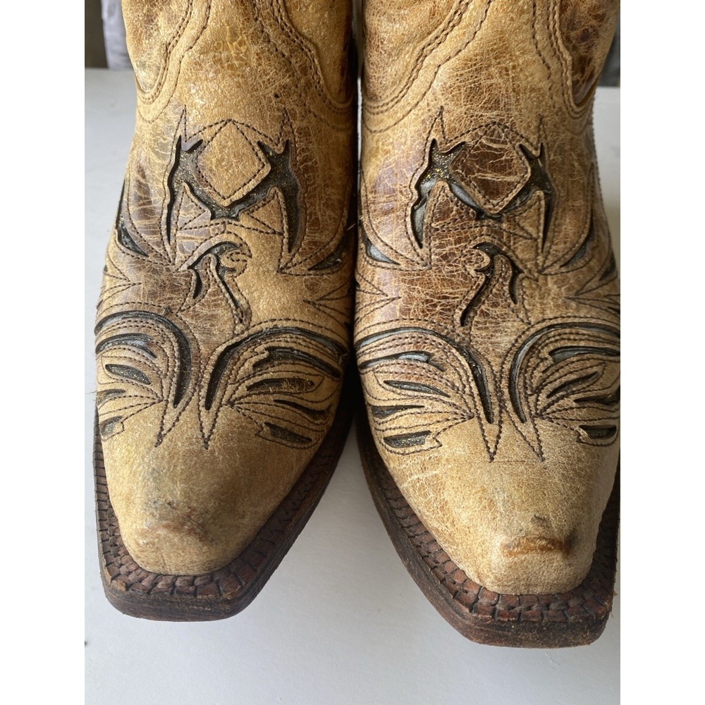 Corral Vintage Distressed Leather Eagle Overlay Western Boots Women's 7M - Picture 4 of 8